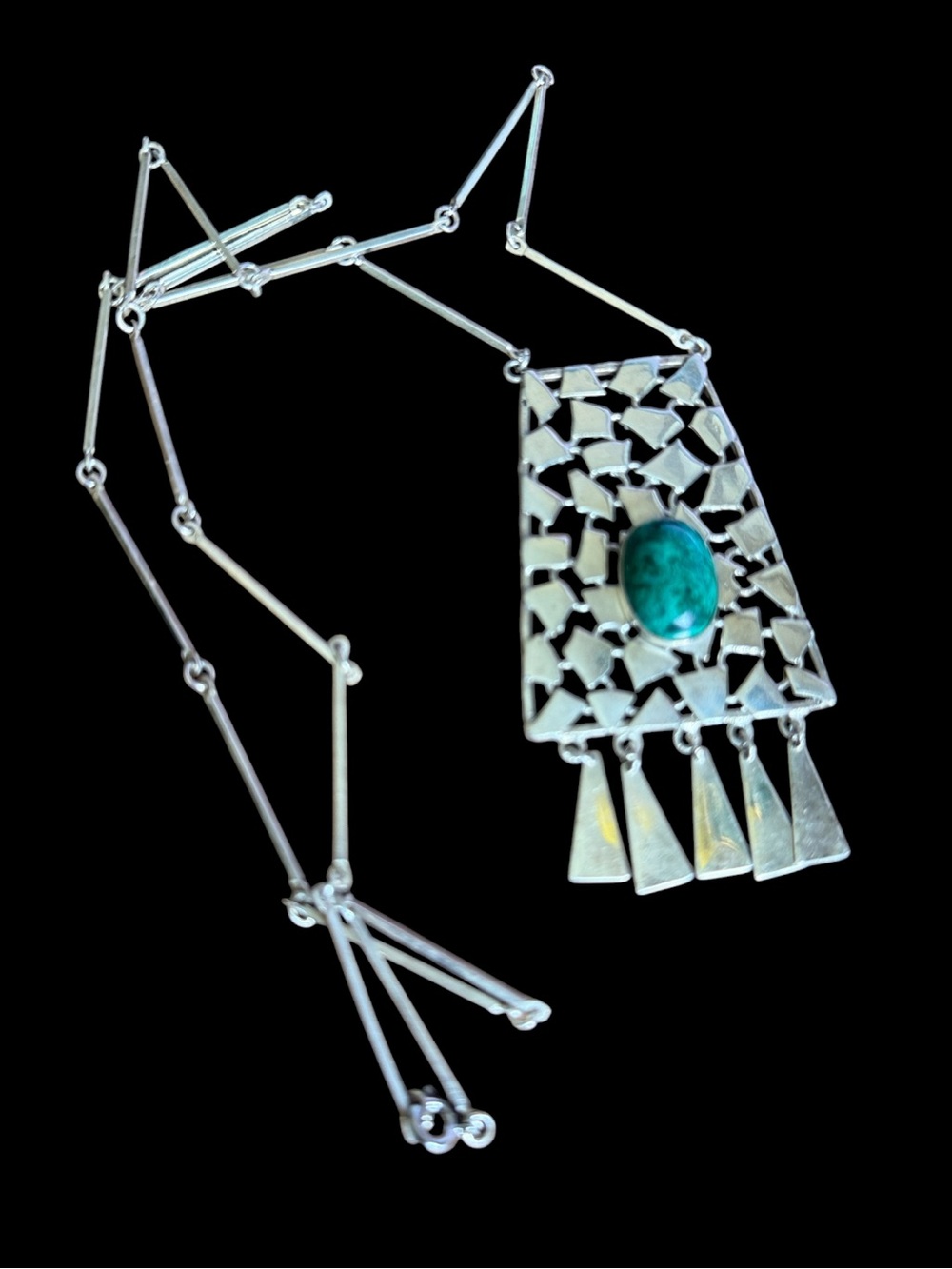 Vintage Modernist sterling chrysocolla necklace